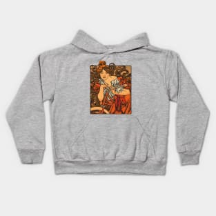 Lady with bike (on colour) Kids Hoodie